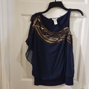 Cache Deep Navy Polyester Blouse